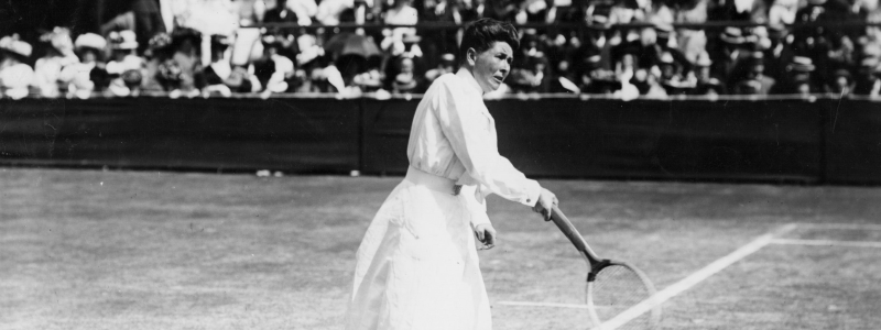 Charlotte Sterry, the first female Colour Holder, playing tennis