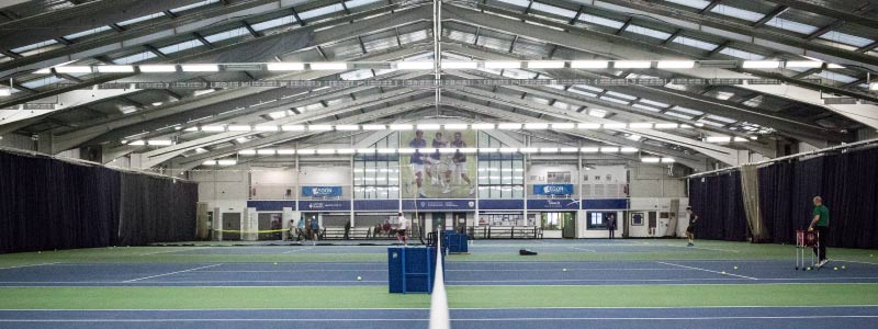 Indoor courts at the GB National Tennis Academy at the University of Stirling