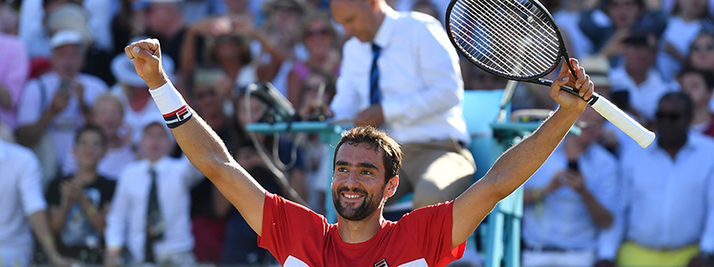 Marin Cilic celebrates winning his second Fever-Tree Championships title