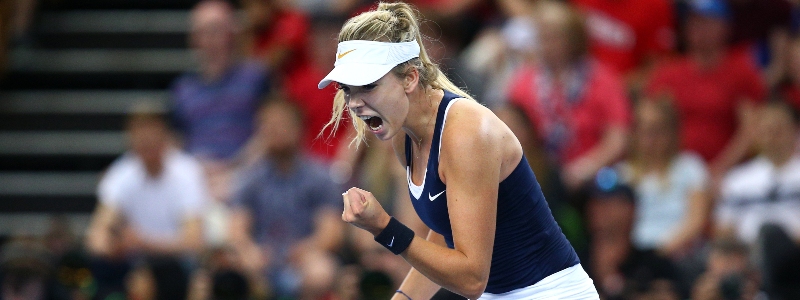 Katie Boulter celebrates at the 2019 Fed Cup