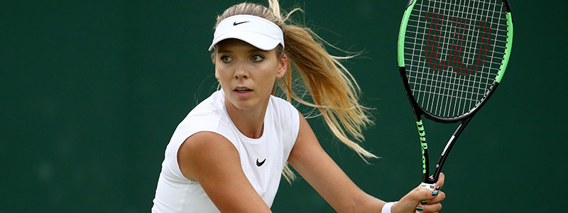 Katie Boulter in Wimbledon action 