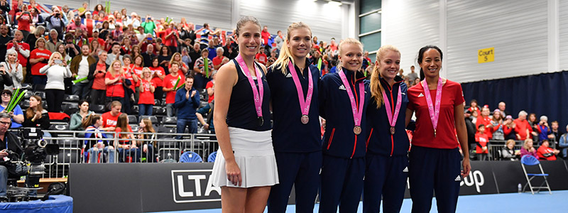 Fed Cup winning team from the 2019 tie in Bath