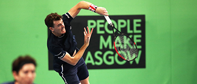 Jamie Murray playing at the Murray Trophy - Glasgow